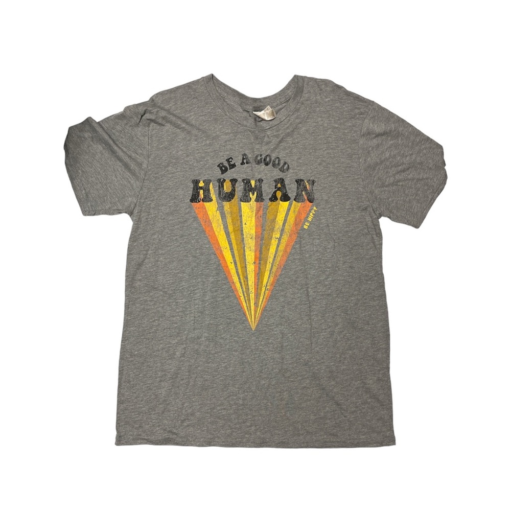 NWOT SOFT fabric! Heather gray unisex graphic t-shirt “Be a good human”. Size: L